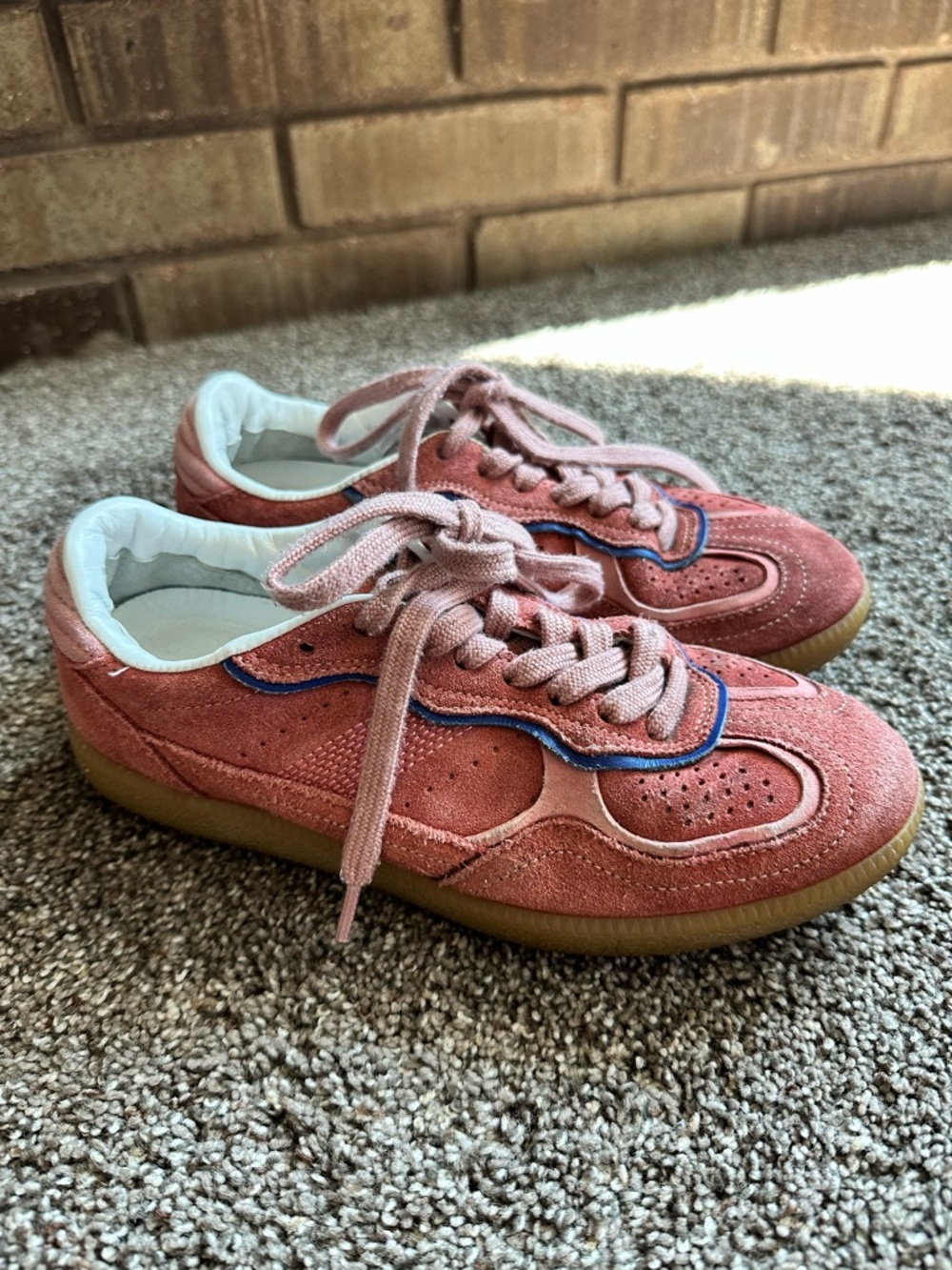 ALOHAS Tb.490 Suede Low Top Sneakers Pink Blue Trim EU 36 / US 6